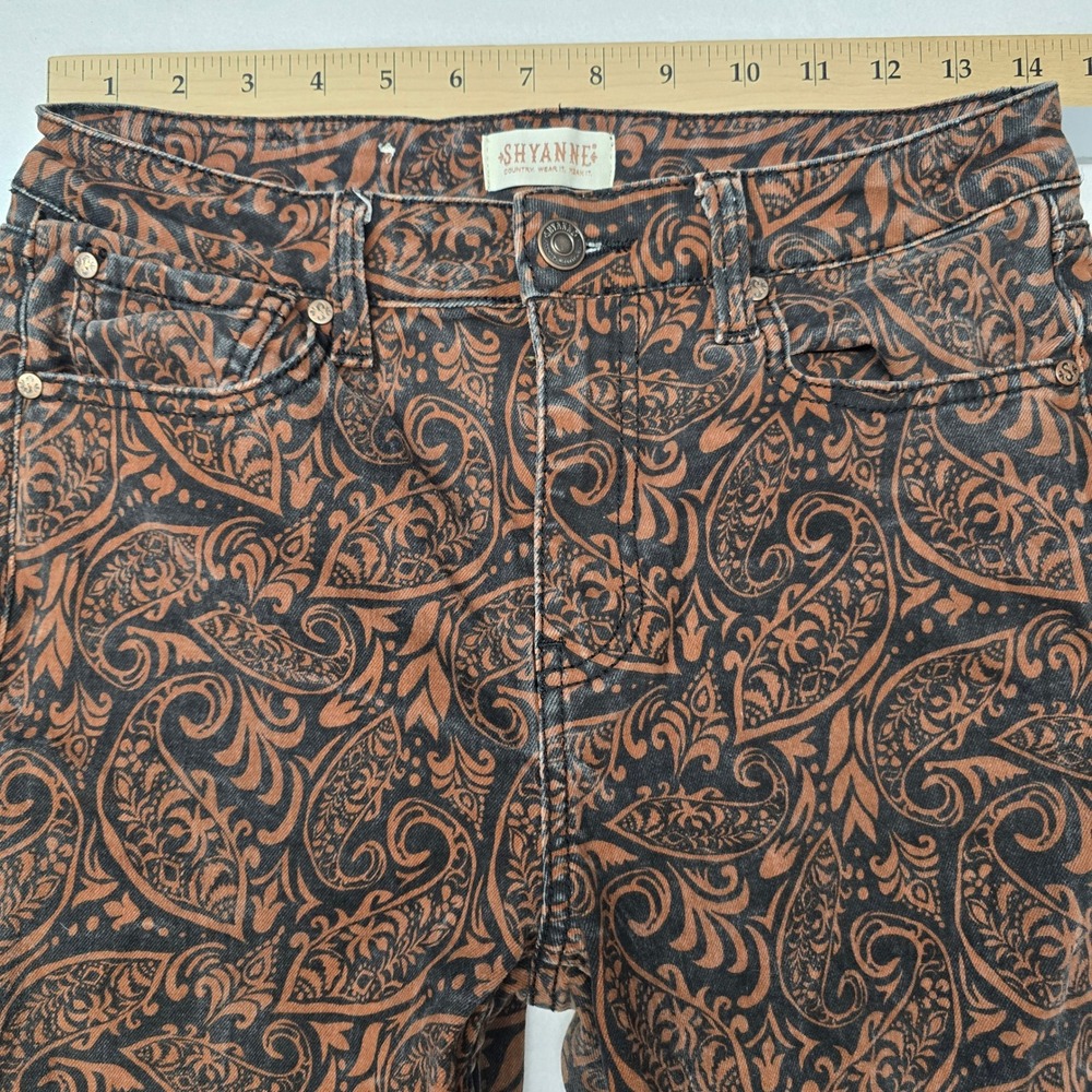 Shyanne Womens Paisley Print Flare Jeans Bell Bottom Western Boho Country 30x31 - Picture 10 of 11